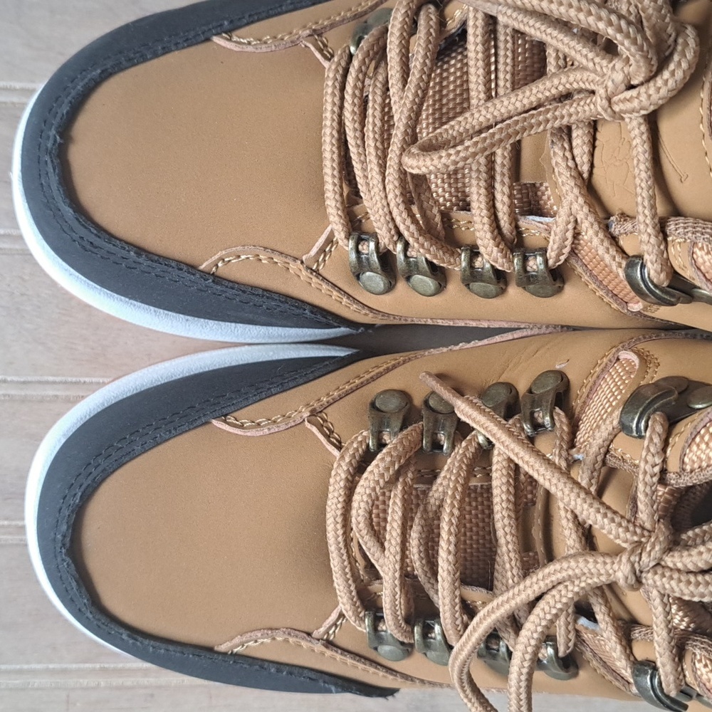 NWT Beverly Hills Polo Club Youth Causal Brown Blk Leather Lace-Up Hiking Boots - Picture 4 of 13